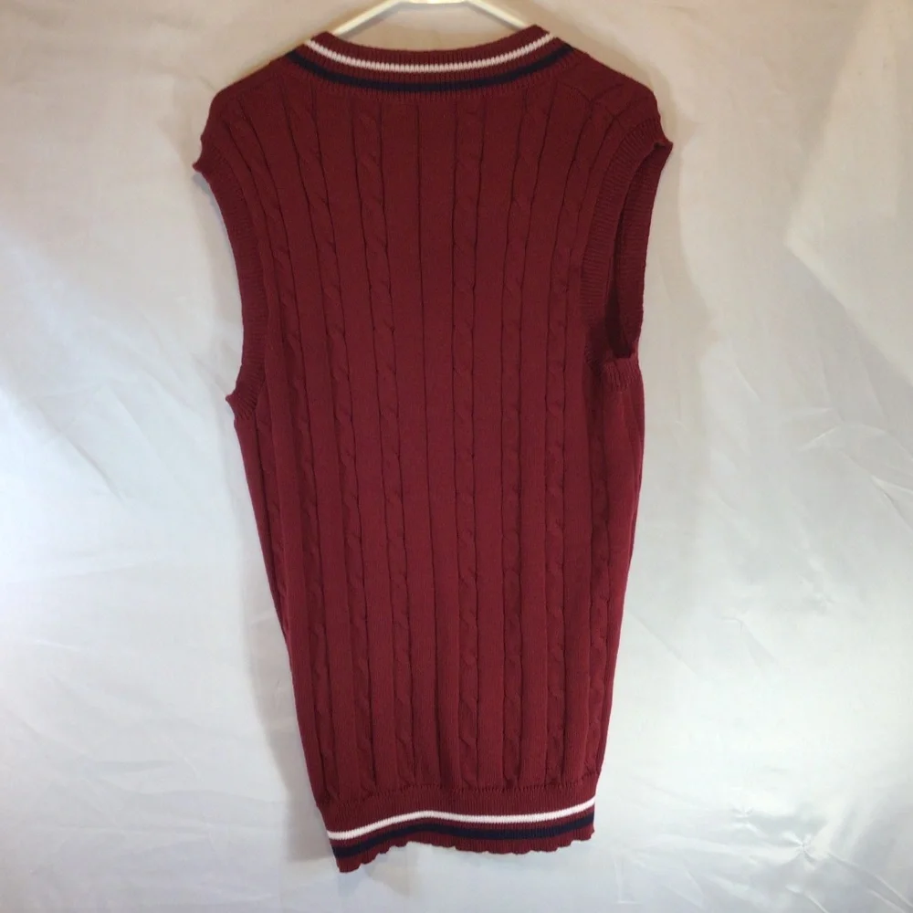 Coofandy Burgundy Cable Knit Sweater Vest Preppy Collegiate Old Money Classic